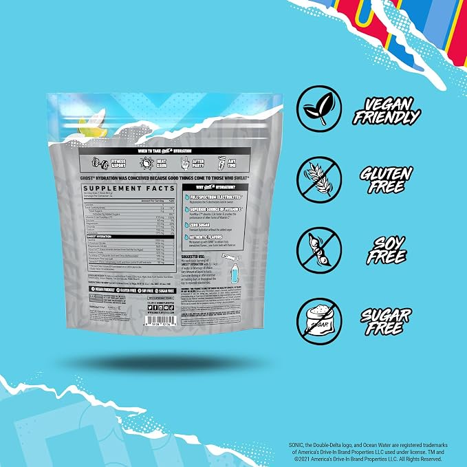 GHOST Hydration Packets, Sonic Ocean Water, 24 Sticks, Electrolyte Powder - Image 4
