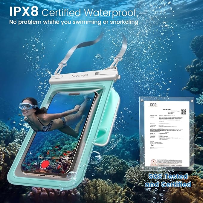 Niveaya [Floatable Floating Waterproof Phone Pouch 2 Pack-Up to 8.5", Large - Image 3