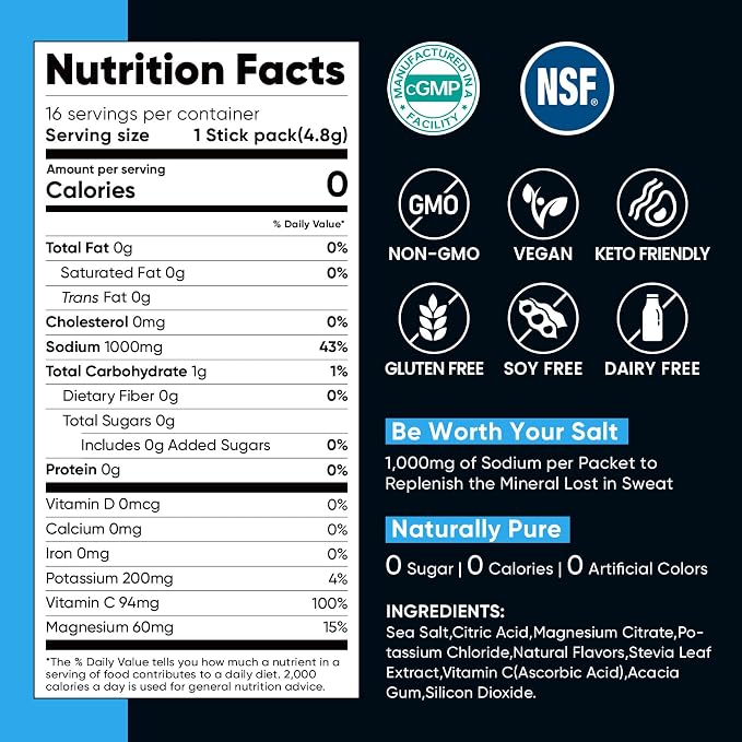 Venture Pal High Sodium Sugar Free Electrolytes Powder Packet, Zero Calories - Image 8