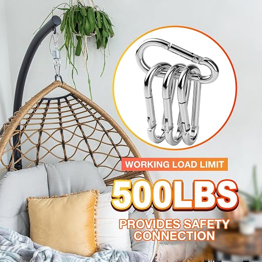 100Pack Heavy Duty Carabiner Clips, M8 5/16" Spring Snap Hooks 3Inch - Image 5