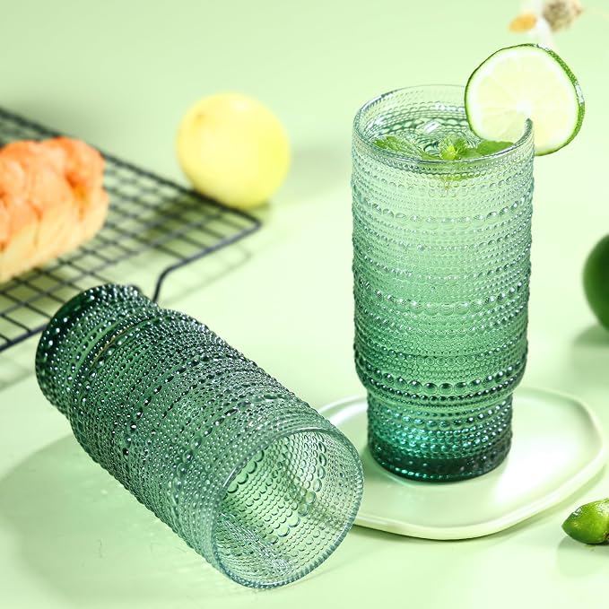Large Capacity 16 oz Hobnail Drinking Glasses Set of 6, Vintage Glassware - Image 4