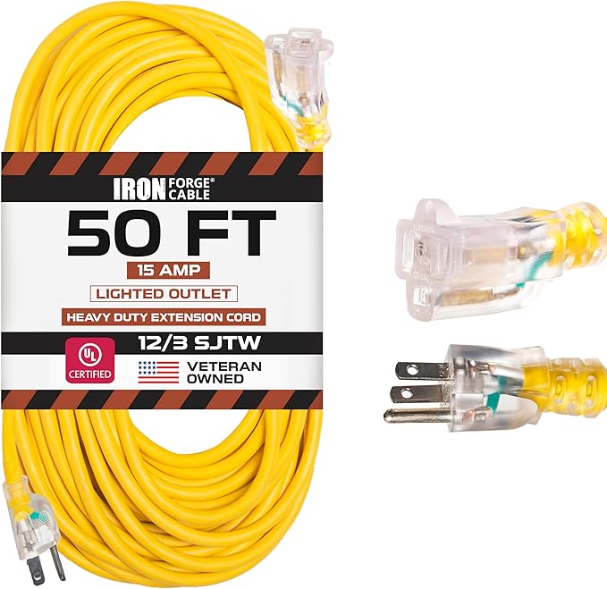 Iron Forge Cable 50 Foot Lighted Outdoor Extension Cord by IronForgeCable