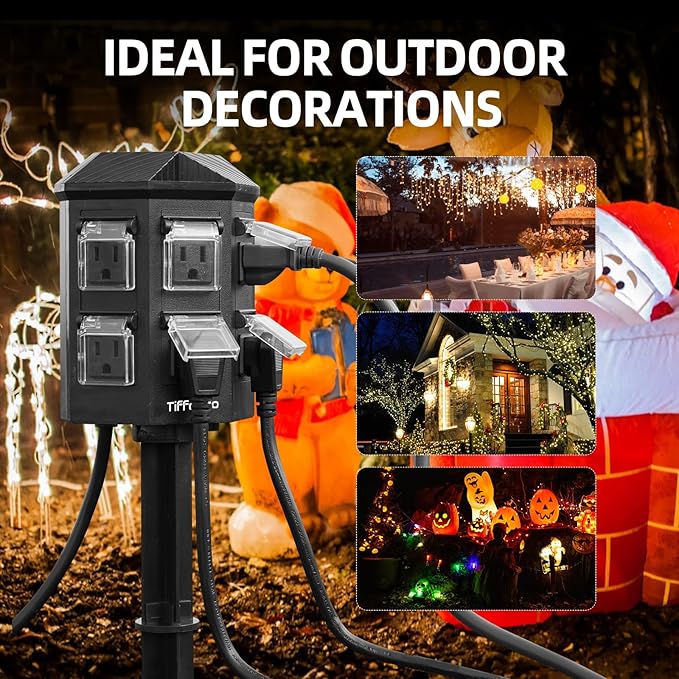 TiFFCOFiO Outdoor Power Stake Timer, 100FT Remote Control, Dusk to Dawn - Image 7