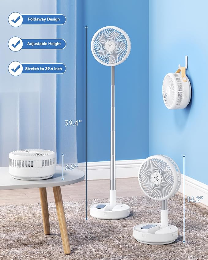 Portable Oscillating Travel Fan, 10400mAh Battery Operated Rechargeable USB - Image 4