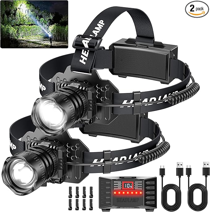 Curtsod Rechargeable LED Headlamp 2-Pack by Curtsod