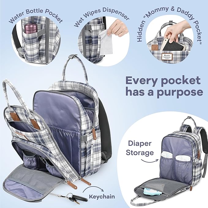 RUVALINO Diaper Bag Backpack, Large Capacity, Waterproof - Image 4
