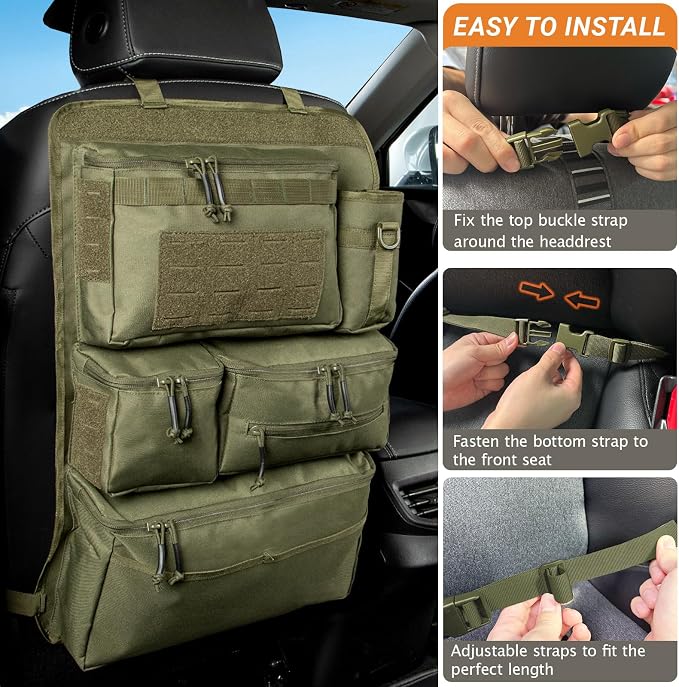 Tactical Seat Back Organizer Heavy Duty MOLLE Panel Organizer - Image 3