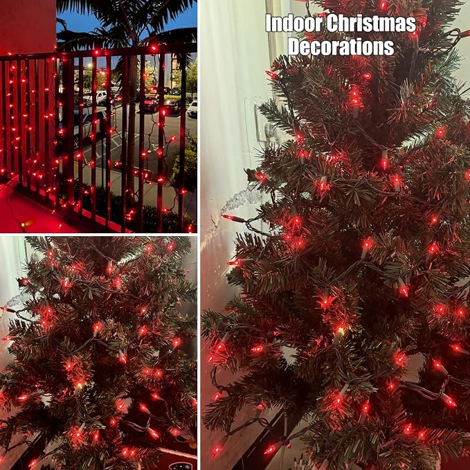 HISHINY Christmas Lights 100 Count Red Christmas Tree String Lights - Image 5