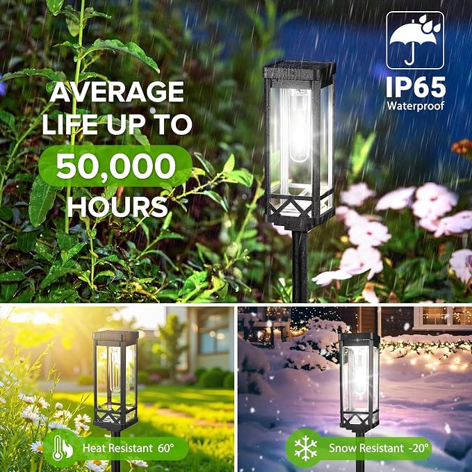 KOOPER Taller Solar Pathway Lights Outdoor, 6 Pack Upgraded Brighter Solar - Image 3