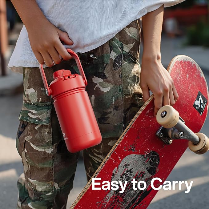 Kids Insulated Water Bottle - 12oz Stainless Steel Water Bottle with Dual Spouts - Image 2