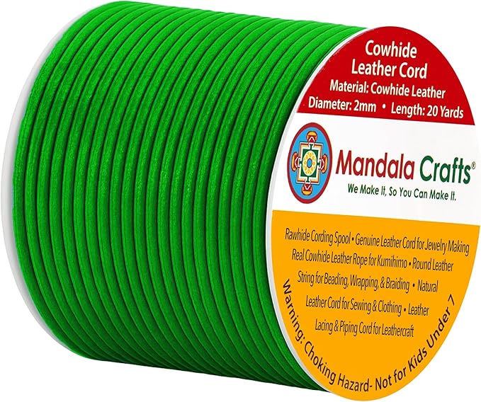Mandala Crafts Round Genuine Green Leather Cord by MandalaCrafts