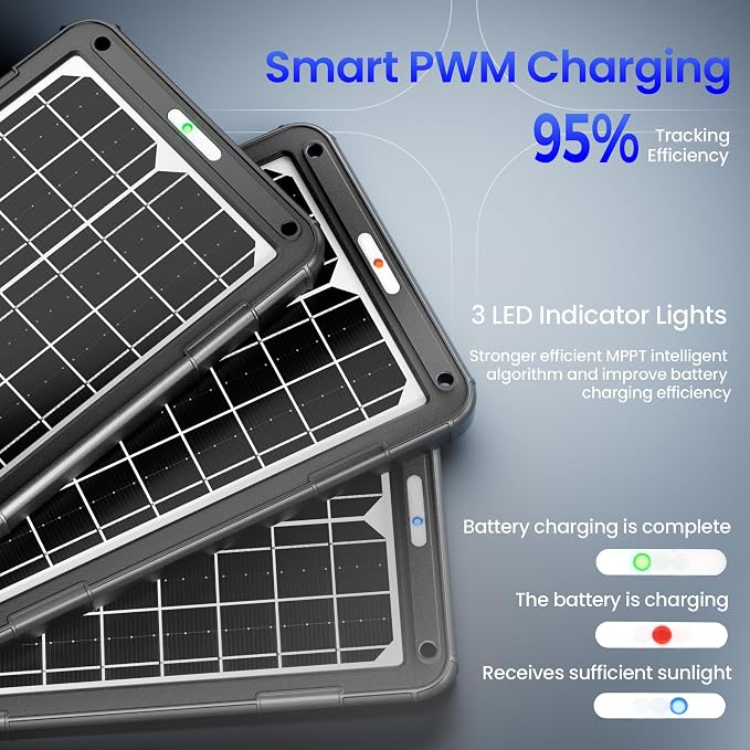 POWOXI 12V Solar Car Battery Charger: 15W Solar Panel Kit Battery Trickle - Image 3