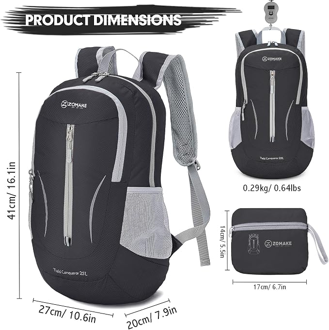 ZOMAKE Ultra Lightweight Packable Backpack 25L, Foldable Hiking Backpacks Water - Image 2