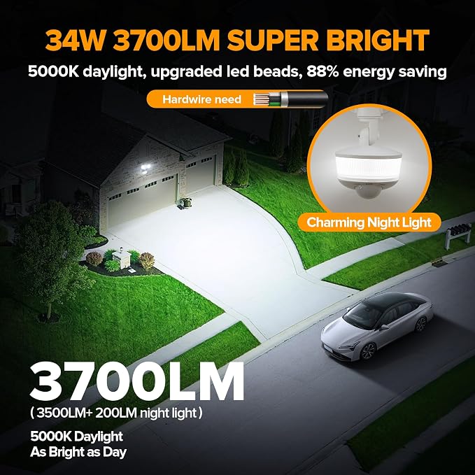 LUTEC 34W 3700 Lumen LED Security Lights Motion Sensor Light Outdoor - Image 2
