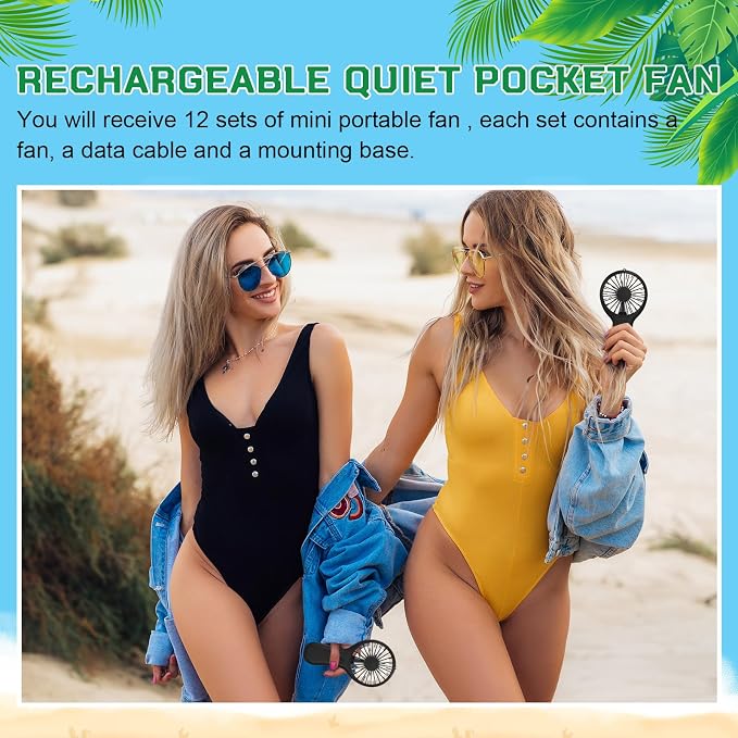 Woanger 12 Pcs Mini Handheld Fan Bulk 3 Speed USB Electric Battery Operated - Image 6
