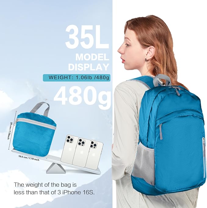Waterproof Foldable Backpack Dry Storage Lightweight Daypack 35L Outdoor - Image 6
