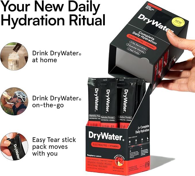 DryWater Electrolyte Powder Packets, Raspberry Lemon - Image 4
