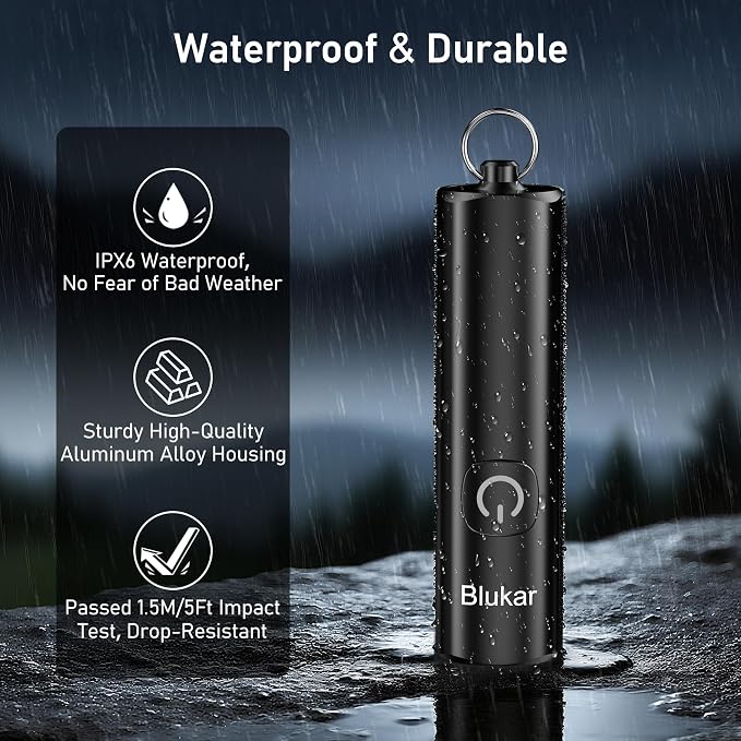 Blukar 2 Pack Rechargeable EDC Flashlight, 360L Mini Keychain Flash Light - Image 7