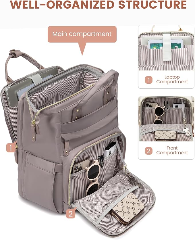 LOVEVOOK Laptop Backpack for Women, 15.6'' Waterproof Nurse Bag Teacher Work - Image 2