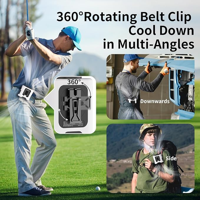 Socool 14500mAh Portable Waist Fan Clip on Belt 360 Rotation Wearable - Image 5