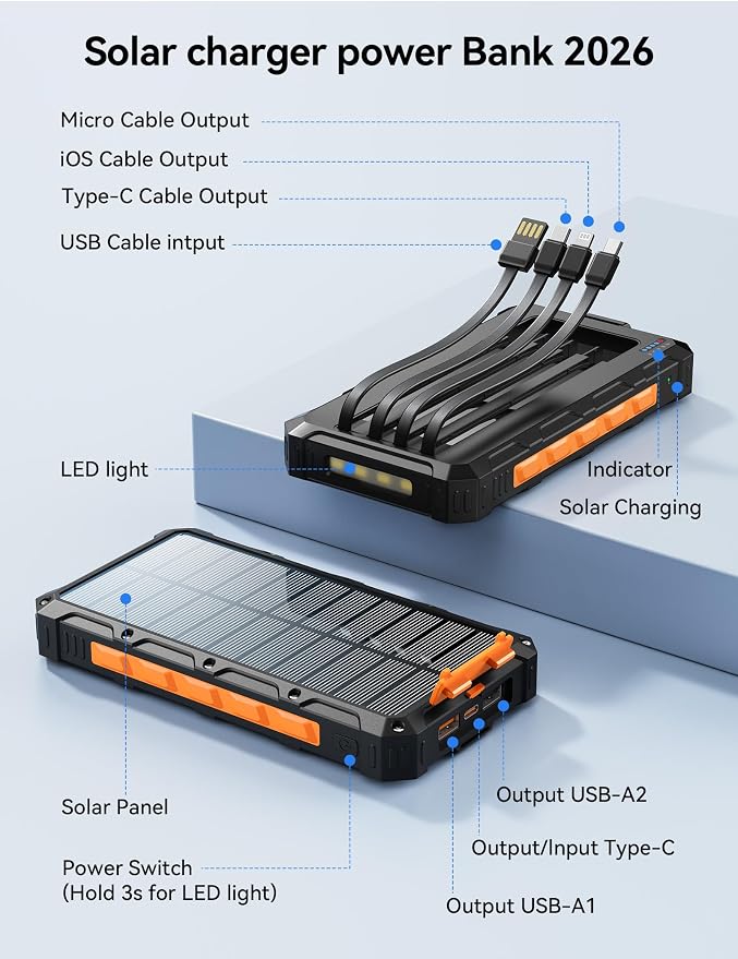 Solar-Charger-Power-Bank - 20000mah Solar Powered Battery Charger Cell Phone - Image 9