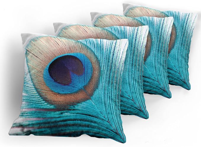Ambesonne Feather Throw Pillow Cushion Case Pack of 4, Close up Pattern of - Image 5