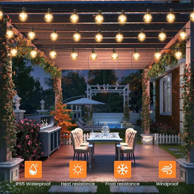 OHLUX 30FT Solar String Lights Outdoor, Waterproof Solar Patio Lights - Image 6
