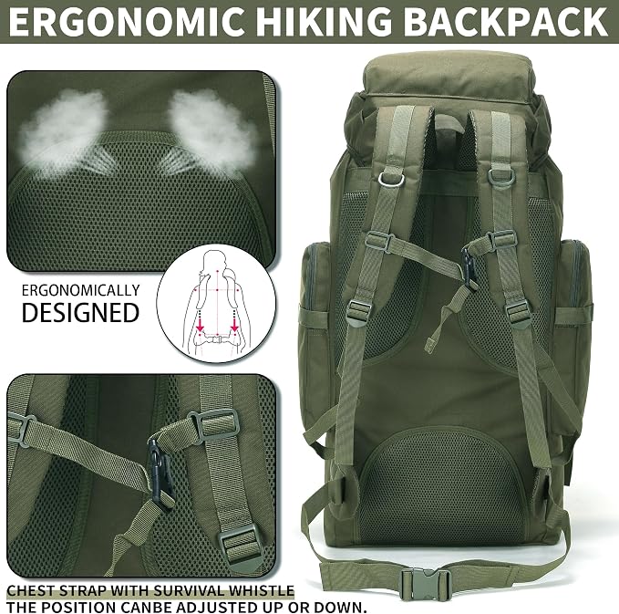 Hiking Backpack for Men 70L/100L Camping Backpack Military Rucksack Molle 3 - Image 5