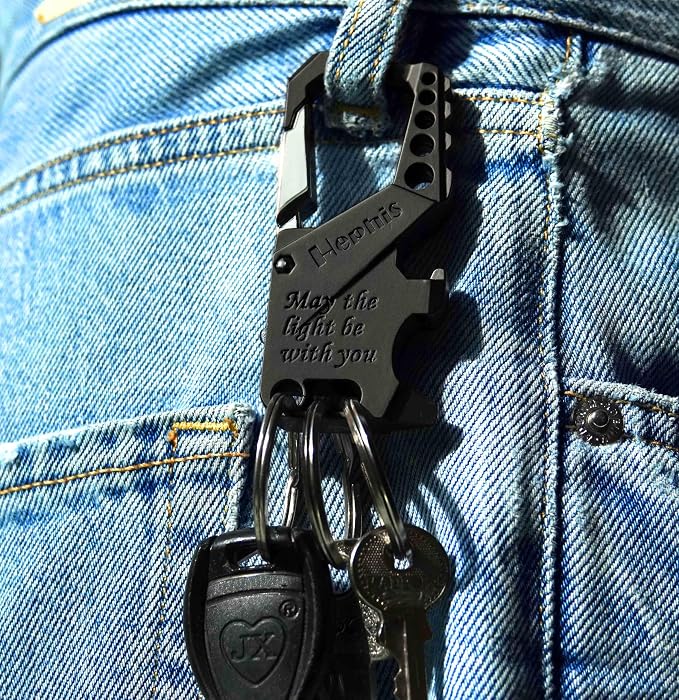 Hephis Skull Heavy Duty Key Chain, Car Emergency Escape Tool, Seat belt Cutter - Image 3