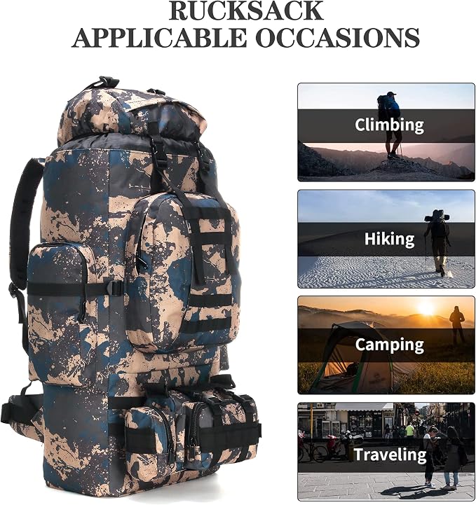 100L Camping Hiking Backpack, Molle military Tactical rucksack backpack - Image 7