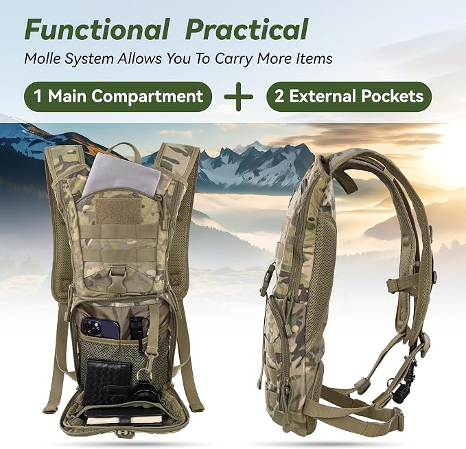 MARCHWAY Tactical Molle Hydration Pack Backpack - Image 4