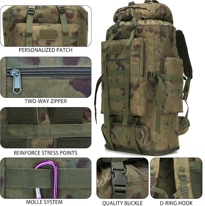 Hiking Backpack for Men 70L/100L Camping Backpack Military Rucksack Molle 3 - Image 6