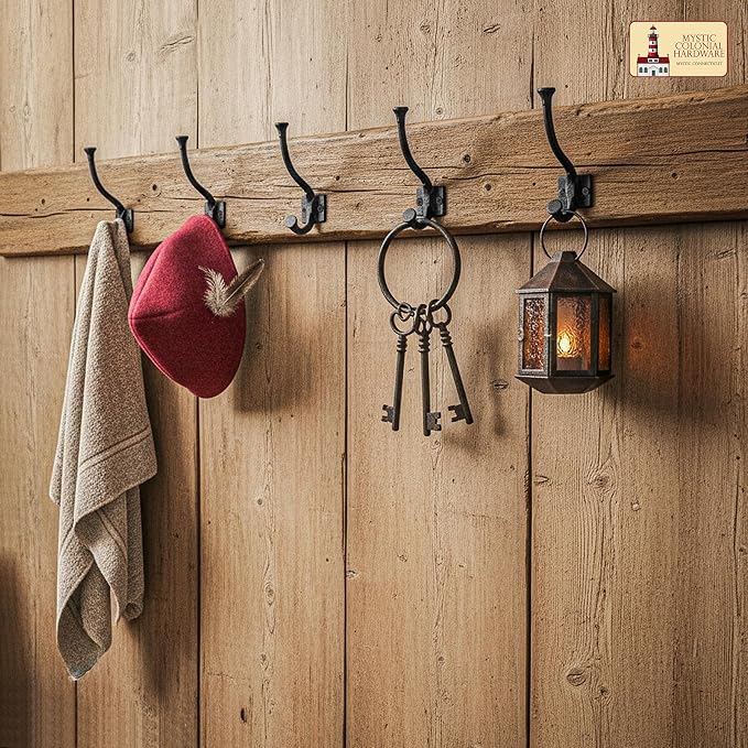 Mystic Colonial Medieval Rustic Cast Iron Wall Hooks Vintage Black Coated - Image 7