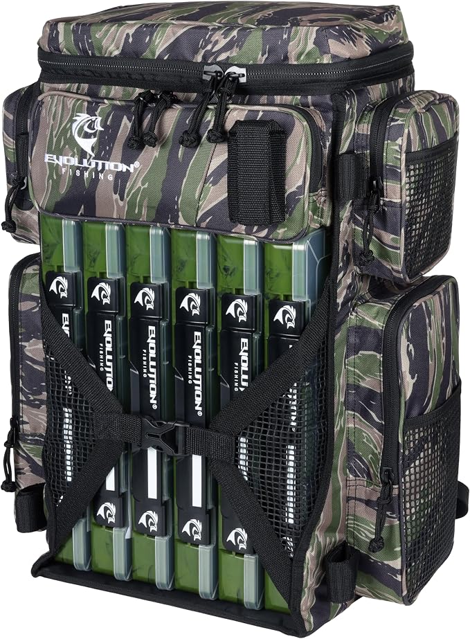 Evolution Fishing Drift Series Tackle Backpack, Outdoor Rucksack w/ 6 Fishing - Image 5