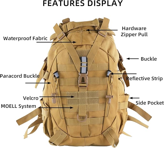 aiGear Tactical Backpack for Men, 25L Military Backpack, 3-Day Bug Out Bag for - Image 3