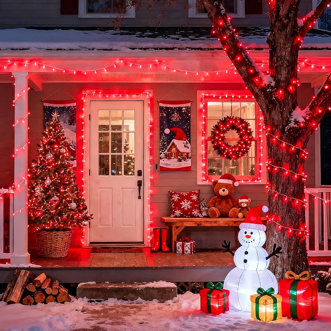 JMEXSUSS Red Valentines Day Decor Lights Clear Wire, 66ft 200 LED Red Christmas - Image 7
