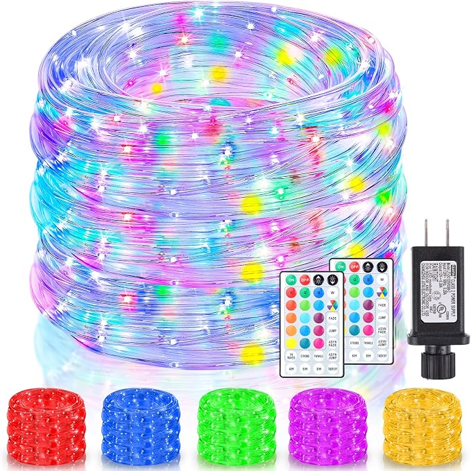 Nazuwke 132Ft Rope Lights for Outside, Waterproof 18 Colors Changing Rope by Nazuwke