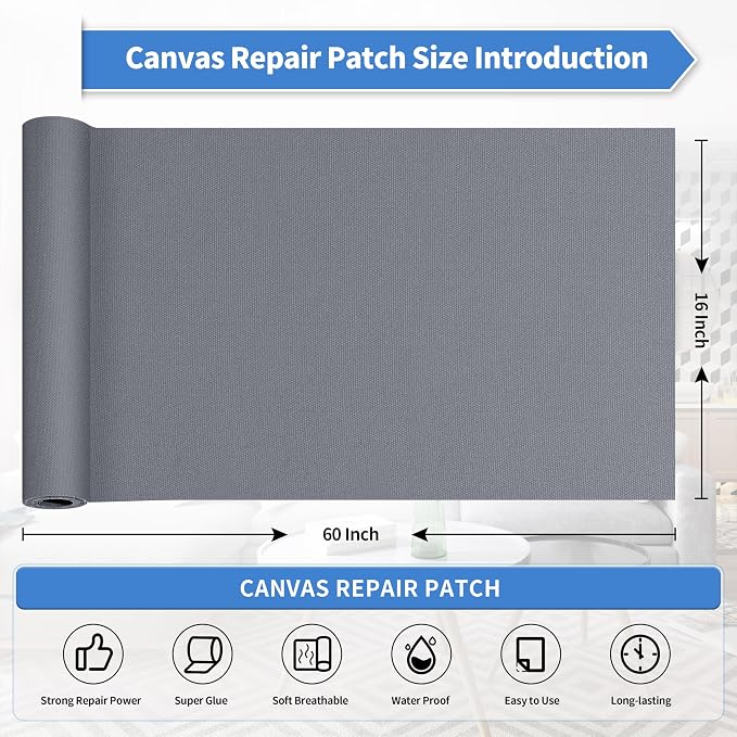 KING MOUNTAIN Canvas Repair Patch 16×60 Inch Self-Adhesive Waterproof Fabric - Image 4