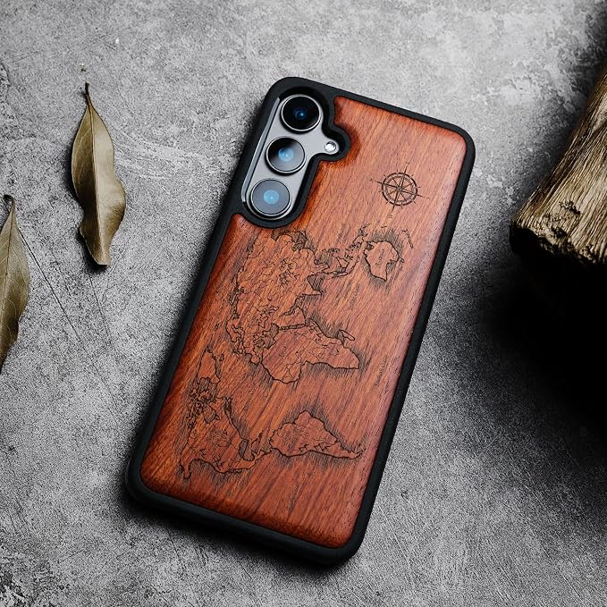 Carveit Wood Case for Galaxy S24 Plus Case Shockproof Protective Cover Unique - Image 4