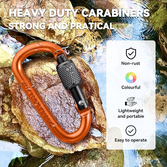 Carabiner Clip, Key Hooks for Keychain Aluminum D Ring Shape Carabiner - Image 8