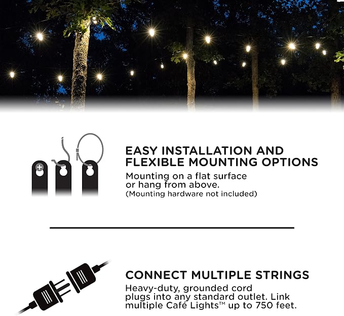 Enbrighten Classic Warm White String Lights, 36ft Black Cord, 18 Shatterproof - Image 3
