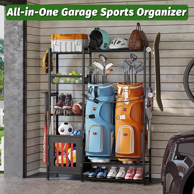 Sports Equipment Organizer Garage Organization, Golf Bag Storage Rack, Organizer - Image 8