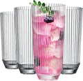 Khen Plastic Acrylic Ribbed Drinking Glasses – Set of 4 Clear 11.8oz Tritan by Khen