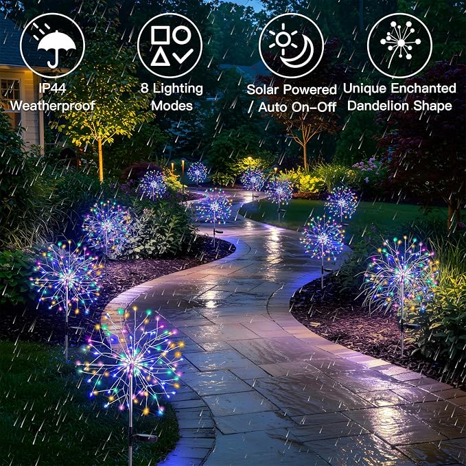 suddus Solar Garden Lights Outdoor Waterproof, Upgrade 2 Pack 150LED Solar - Image 2