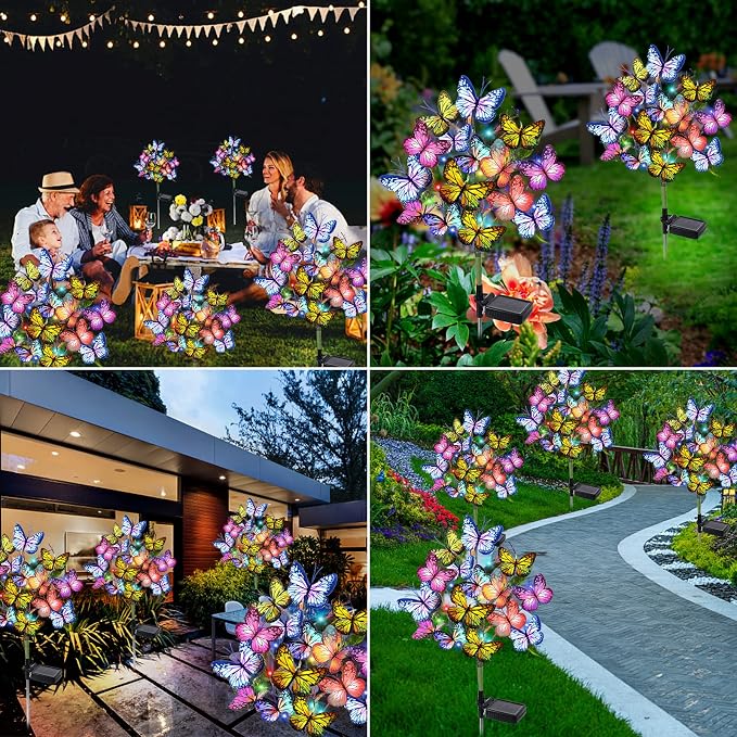 Adecorty Solar Garden Lights Solar Lights Outdoor Waterproof Decorative 4 Pack - Image 5