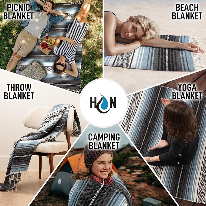 Hydration Nation Authentic Large Handwoven Mexican Blanket - Image 2