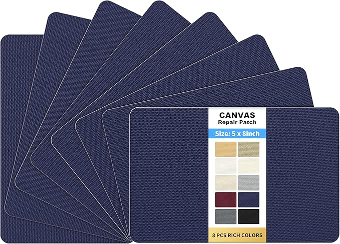 KING MOUNTAIN Canvas Repair Patch 5×8 Inch 8 Pcs Self-Adhesive Waterproof by ForABetterHomeLife