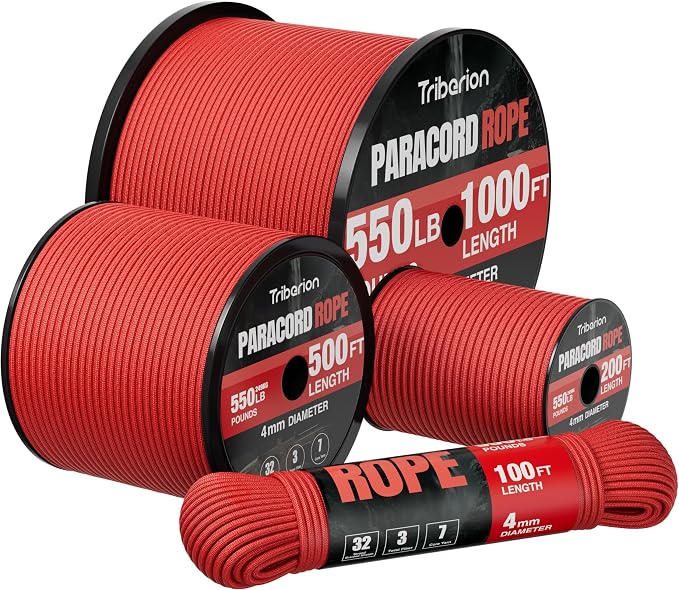 Paracord Rope 550 lb - 1000ft 5/32" Parachute Cord 4MM 7-Strand para Cord - by Triberion