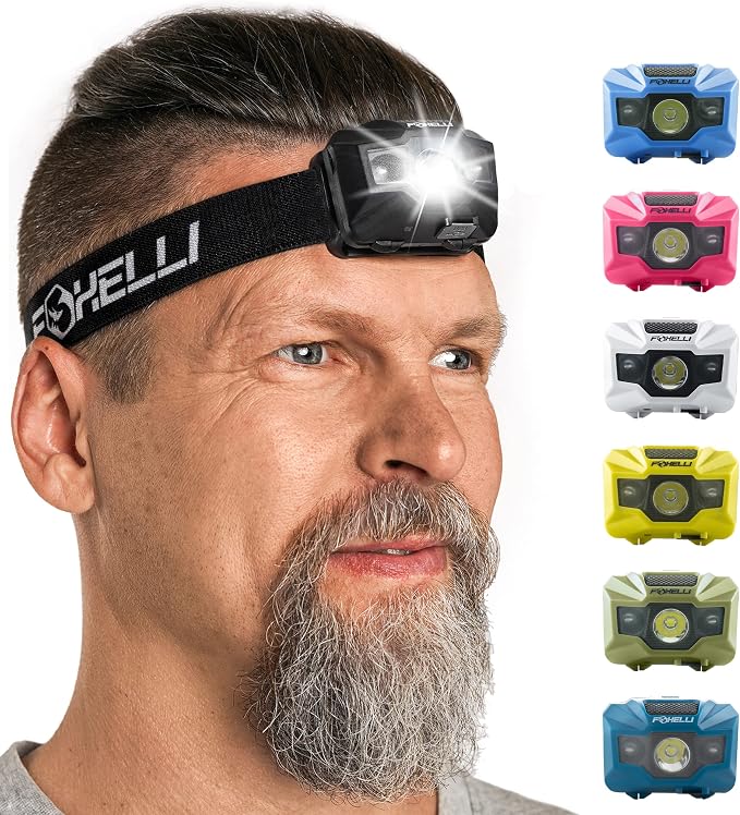 Foxelli USB‑C Rechargeable LED Headlamp – Ultra‑Light 2.4 oz & - Image 7