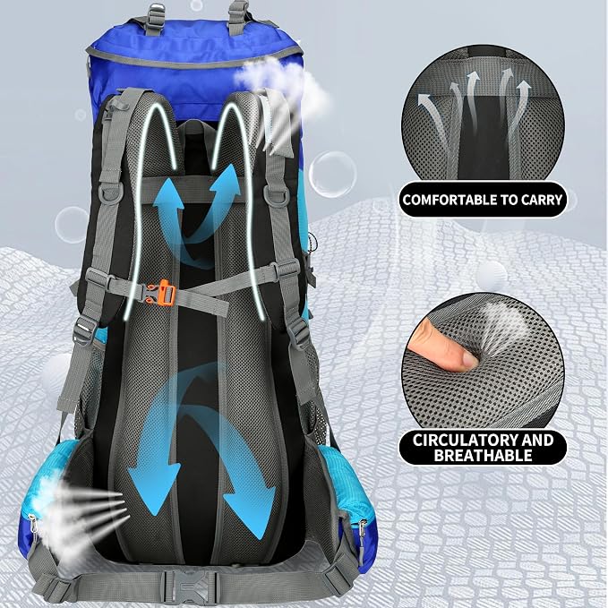 75L Hiking Backpack with Rain Cover Waterproof Camping Backpack Shoes Warehouse - Image 5
